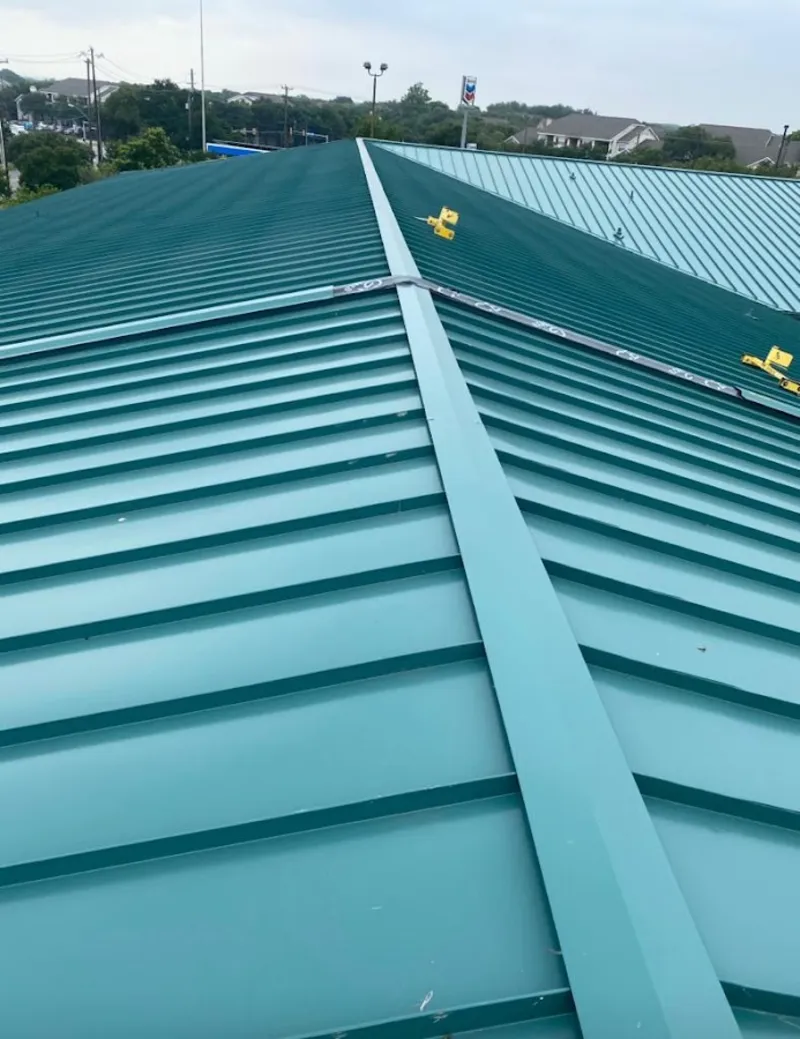 Green commercial metal roof ridge and valley for Metal Roof Repair in Travelers Rest